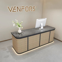 Comptoir en rotin de style japonais et chinois rétro, bureau d'accueil pour magasin de vêtements, gîte et restaurant, vente en gros
