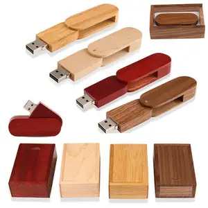 Giratorio madera USB 3,0 Flash Drive personalizado boda estudio Pendrive USB caja