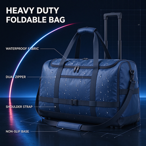 Grand sac de voyage pliable, sac à main portable adapté aux sports, à la salle de sport et aux voyages de week-end - Product Image 6