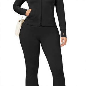 Conjunto de Dos Piezas de Moda para Mujer, Sudadera con Capucha Cálida y Tejida, Estilo Deportivo Informal, Elástico en Cuatro Direcciones, para Otoño - Product Image 3