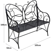 Chaise de jardin à succès, décoration de terrasse de jardin, banc de jardin public en métal en forme de papillon fixe