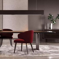 Table à manger en bois massif avec plateau multicouche | Support en bronze brossé en acier inoxydable | Table moderne élégante