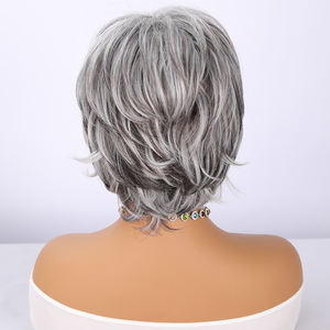 2025 Popular vainilla té de la leche blanco <span class=keywords><strong>gris</strong></span> flequillo peluca femenina <span class=keywords><strong>pelo</strong></span> <span class=keywords><strong>corto</strong></span> y Micro-volumen peluca sintética transparente SM533 - Product Image 2