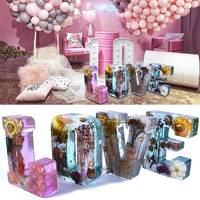 Fleurs séchées personnalisées résine lettre époxy artisanat lumières de couleur chaude décor à la maison