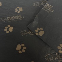 Boîte cadeau de mouchoirs écologique imprimée en noir avec du papier et des cartons imprimés pour chiots en or