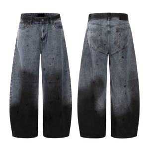 กางเกงยีนส์ทรงแบ็กกี้สไตล์ฮิปฮอปสีฟ้าอ่อนแบบวินเทจย้อมสีเอฟเฟกต์สกปรกสำหรับผู้ชายขายส่งแบบกำหนดเองได้ - Product Image 5