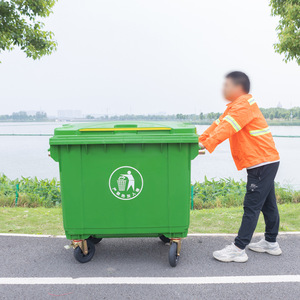 Large Capacity Outdoor Trash Can 660L Wheeled Rectangular HDPE <b>Plastic</b> Recycling <b>Bin</b> - Product Image 2