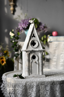 Décoration murale en bois blanc vintage shabby chic artisanale pour l'extérieur, décoration de table suspendue, décoration de jardin, nichoir à oiseaux en bois