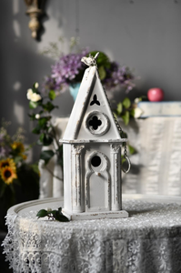 Decorazione da Parete in Legno Bianco Stile <span class=keywords><strong>Shabby</strong></span> <span class=keywords><strong>Chic</strong></span> Vintage per Esterni, Decorazione da Tavolo, Decorazione da Giardino, Casetta per Uccelli in Legno - Product Image 6