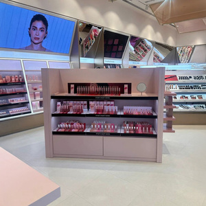 Vitrine de présentation de cosmétiques en bois, comptoir personnalisé pour produits de soin de la peau, présentoir de produits, vente directe d'usine - Product Image 3