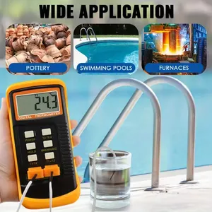 Thermomètre numérique portable pour bureau, grand écran LCD, multicolore jaune et noir, haute précision, pour la maison et l'extérieur, fonctionne sur piles - Product Image 3