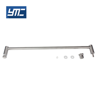 Poignée de porte en verre carrée moderne double face à long levier en acier inoxydable 304 pour salle de bain et hôtel, facile à installer