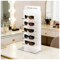 Présentoir BOSN pour lunettes de soleil et lunettes de vue en acrylique transparent poli à 5 niveaux, support mural ou de table, GGD-014, cadeau