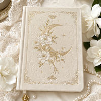 Carnet de notes LABON de luxe en cuir PU crème Gardenia Moon Journal, avec feuille d'or céleste, carreaux pointillés, personnalisable, vente en gros