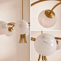 Lustre Kai de luxe, style moderne du milieu du siècle, nordique, en laiton et verre, à huit lumières, production en gros, directement de l'usine