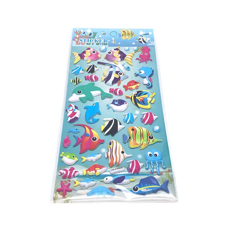 Soft Undersea Fish exploration Puffy Foam Sticker Custom For Kids Sticker Book