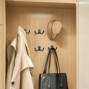 Kinnat Wall Mounted Zinc Alloy <b>Hooks</b> Vintage Style Double <b>Hook</b> <b>Black</b> Silver Bronze Gold Multiple Colors Rust Resistant - Product Image 3