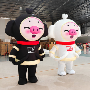 Disfraz de Mascota de Cerdo Inflable, Personaje de Dibujos Animados, Disfraz de Felpa Unisex para Adultos, para Actuaciones y Eventos - Product Image 2