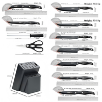 Set Pisau Dapur Stainless Steel 19 Buah Berkualitas Tinggi, Desain Khusus, Bilah Hitam dengan Blok Kayu (Pisau Koki, Pisau Buah & Gunting)