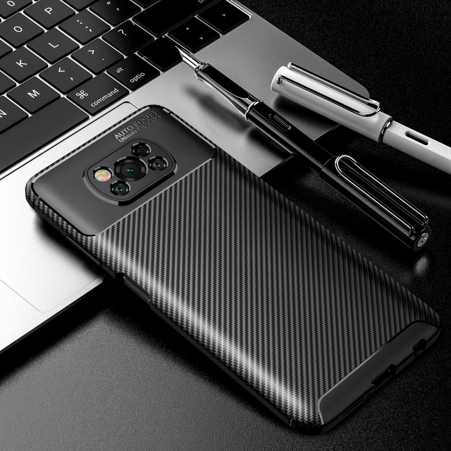 Matte Carbon Fiber Grain TPU Bumper Case for Xiaomi Poco X2 X3 X3 Pro Mobile Phone Back Cover