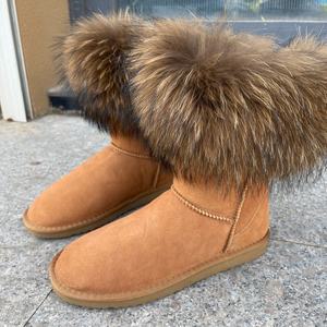 Custom wanita desainer mewah luar ruangan musim dingin Ugs sepatu wanita bulu panjang kulit domba sepatu - Product Image 1
