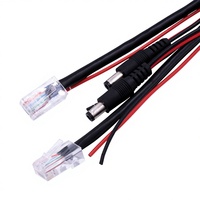 Kabel Ethernet RJ45 ke Kabel Daya DC dengan Sakelar Bulat On/Off, Kabel Power Over Ethernet 12V dengan Tombol Tekan untuk CCTV, Kamera IP