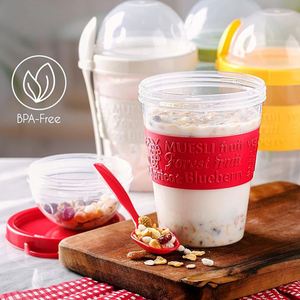 Custom High Quality Overnight Cereal Oat Cup Breakfast Portable Salad Fruit Jar Yogurt <b>Container</b> Juice Milk Salad Breakfast Cup - Product Image 3