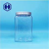 Pot carré transparent en PET sans BPA pour nouilles, bonbons, biscuits, gelée, avec bouchon à vis, étanche, qualité alimentaire, logo personnalisé, pour le stockage de snacks