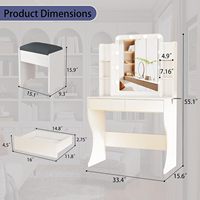 Coiffeuse Hollywood blanche avec miroir LED, station de charge et tiroirs de rangement, ensemble de coiffeuse avec tabouret pour la vente en gros