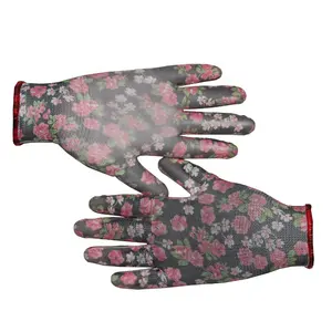 Conception personnalisée Doublure en polyester confortable Revêtement PU Antistatique Protection de jardin électrique industrielle Gants pratiques Luvas