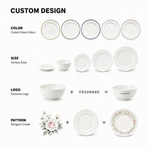 Juego de Vajilla de Cerámica al por Mayor TESSWANG con Borde Dorado, Vajilla Moderna <span class=keywords><strong>para</strong></span> Hotel, Restaurante, Catering, Diseño Personalizado OEM - Product Image 5