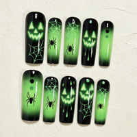 Faux ongles à presser 24 pièces pour costume de Halloween Mummy Bat, motif visage fantôme et toile d'araignée, haute qualité, vente en gros