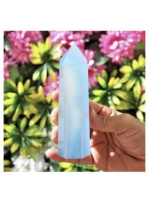 Tour de cristal en opale, pierre d'énergie bleue, décoration spirituelle, cadeau, méditation, équilibre, bien-être, cristal lisse - Product Image 3