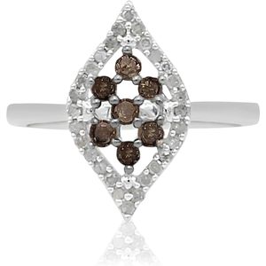 Bague Ornaatis Diamond Cluster 0,52 carats en argent sterling blanc et marron à taille ronde, design géométrique pour un usage quotidien féminin - Product Image 1