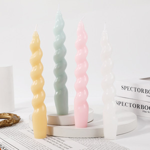 Twisted Spiral Taper <b>Candles</b> <b>Set</b> Of 2 Unscented Smokeless Wave Stick <b>Candles</b> For Wedding Dinner Home Atmosphere Decor - Product Image 4