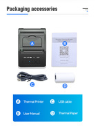 Printer Bill Mini Dot Matrix 58mm Grosir 203/300dpi 70mm/detik Hitam Putih Kertas Thermal Mobile dengan Antarmuka USB