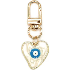Llavero de metal de moda con dije de corazón esmaltado y ojo turco, llavero para bolso con efecto de goteo de aceite para mujer - Product Image 4