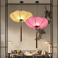 C-121 Style chinois Lotus feuille fleurs lanternes suspendues décorations en tissu coloré mariage Restaurants hôtels centres commerciaux Scenic Spot