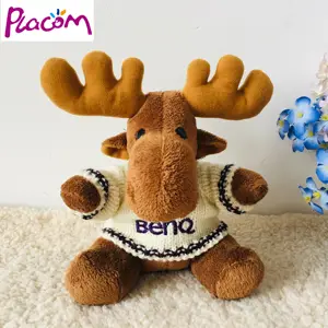 Rusa Coklat Mewah Kustom dengan Sweter Lembut Mainan Boneka Binatang Boneka Hadiah Natal