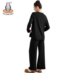 Set da <span class=keywords><strong>donna</strong></span> Alxin 2 pezzi da salotto top a manica lunga pantaloni a gamba larga due pezzi abbigliamento <span class=keywords><strong>donna</strong></span> autunno abbigliamento da notte <span class=keywords><strong>Online</strong></span> all'ingrosso - Product Image 2
