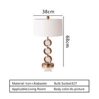 Lampe de table simple et luxueuse avec sphères de jade et cadre finition or |   Lampe de chevet décorative moderne avec alimentation CC et LED