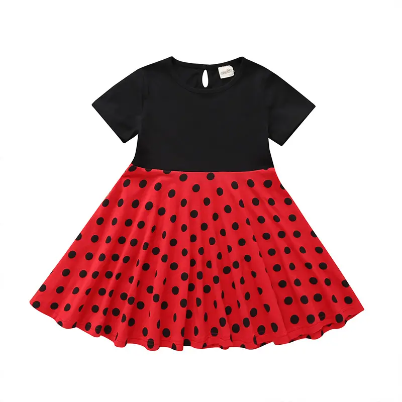 Producto para niños, compra directa del fabricante de China, vestido rojo de princesa de lunares de estilo coreano para niña