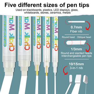 5 <span class=keywords><strong>Pennarelli</strong></span> a Gesso Bianchi <span class=keywords><strong>per</strong></span> Lavagne, Finestrini Auto, Bistrot, Vetro, Confezione Assortita - Product Image 5