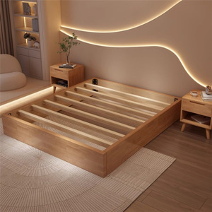 Solid Wood Tatami <b>Bed</b> 1.2M 1.5M Platform <b>Bed</b> Japanese Modern Minimalist Style Floor Standing Bedroom Furniture - Product Image 3