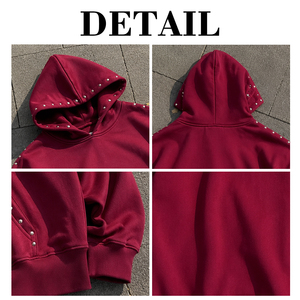 Fabricante de Sudaderas con Capucha: Sudadera Corta Holgada con Logotipo Personalizado, Estampado, Lavado Ácido, Efecto Desgastado por el Sol, Remaches y Pedrería - Product Image 6