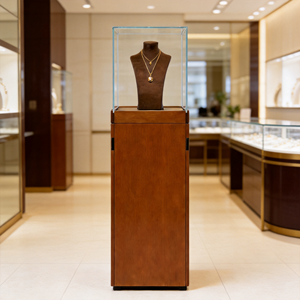 <span class=keywords><strong>Vitrine</strong></span> à bijoux élégante en <span class=keywords><strong>bois</strong></span> de style mid-century avec poignées dorées, <span class=keywords><strong>vitrine</strong></span> en verre plat de qualité supérieure pour magasin de bijoux haut de gamme - Product Image 3