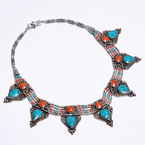 จี้เงินทิเบตโบราณประดับพลอยเทอร์ควอยซ์แบบฝังขอบ สำหรับงานหมั้น งานแต่งงาน และวันครบรอบ - Product Image 5