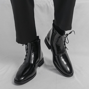 Botas Formales de Cuero para Hombre, Zapatos de Cuero Retro, Estilo Británico, Botas de Caballero con Cordones y Caña Alta - Product Image 4