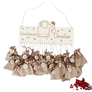 Calendrier de l'Avent Personnalisé Nouveauté avec Nom, 24 Sachets, Cordon et Pinces à Linge – Kit Calendrier de l'Avent - Product Image 1
