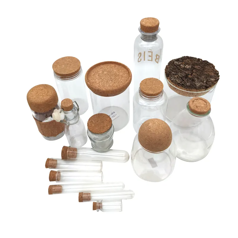 15.5オンスGlass JarとCork Wood Ball Lids Round Creative Ball Shape Airtight Lid PlugためBathroom Food Organizer Storage